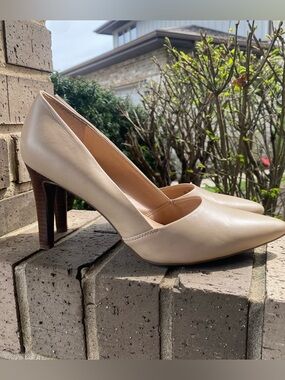 Franco Sarto Nude Leather Pumps